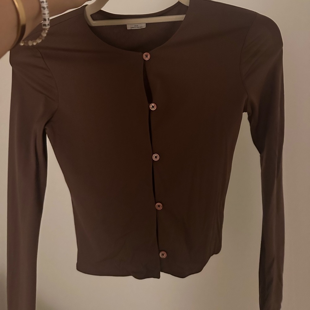 Brown Button-Up Women's Top